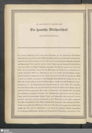 III. Abschnitt: 1550 Bis 1610. Die spanische Weltherrschaft. Hochrenaissance