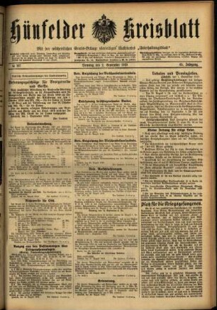 Ausgabe vom Dienstag, den 02. September 1919.