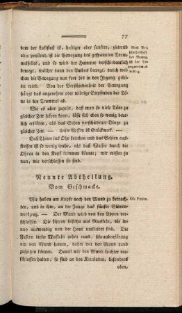 Neunte Abtheilung. Vom Geschmacke.