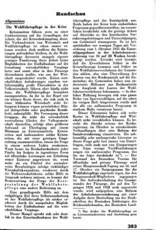 Die Wohlfahrtspflege in der Krise [Allgemeines]