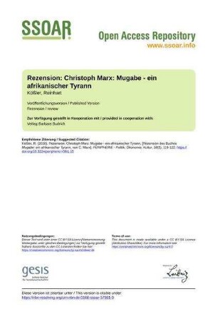 Rezension: Christoph Marx: Mugabe - ein afrikanischer Tyrann