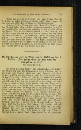 Katechisation über die Worte aus der Erklärung des 3. Artikels: "Der heilige Geist hat mich durch das Evangelium berufen"