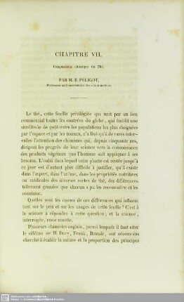 Chap. VII. Composition chimique du Thé