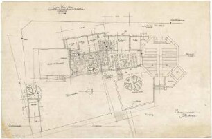 Gsaenger, Gustav; Prien / Chiemsee (Bayern); Ev. Kirche - Erweiterung mit Gemeindesaal u. Amtsräumen (Grundriss EG)