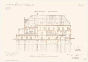 Kaserne Kaiser-Alexander-Gardegrenadier-Regiment (Am Kupfergraben), Berlin: Offizier-Speiseanstalt: Längsschnitt 1:100