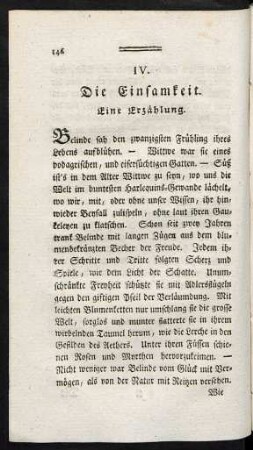 IV. Die Einsamkeit. Eine Erzählung.