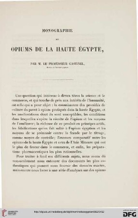 1: Monographie des opiums de la Haute Égypte