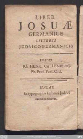 Liber Josuæ Germanice Litteris Judaicogermanicis