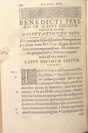 Benedicti Pererii In Capvt Decimvm Tertivm Exodi, Dispvtationes Octo.