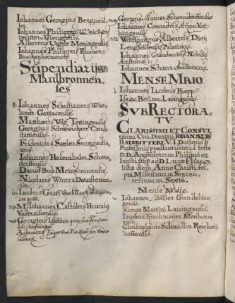 Sommerhalbjahr 1606. Rektorat Johann(es) Halbritter