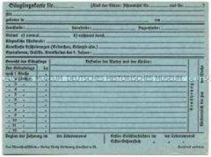 Vordruck einer Karteikarte für eine Ahnenkartei (blanko)