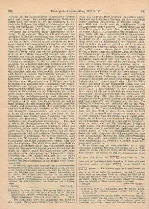 320-321 [Rezension] Oesterley, W. O. E., Immortality and the unseen World. A Study in Old Testament Religion