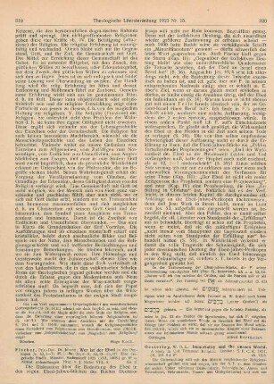 320-321 [Rezension] Oesterley, W. O. E., Immortality and the unseen World. A Study in Old Testament Religion