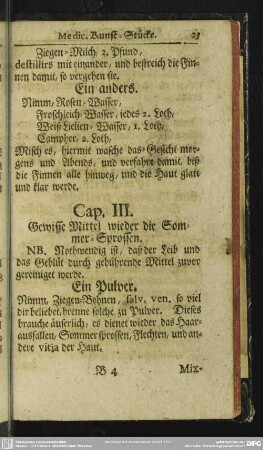 Cap. III. Gewisse Mittel wieder die Sommer-Sprossen