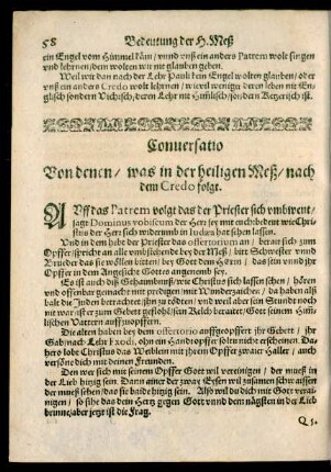 Conversatio Von denen/ was in der heiligen Meß/ nach dem Credo folgt.
