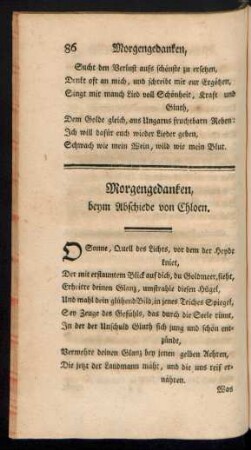 Morgengedanken, beym Abschiede von Chloen