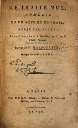 Le traité nul : Comédie en un acte et en prose, mêlée