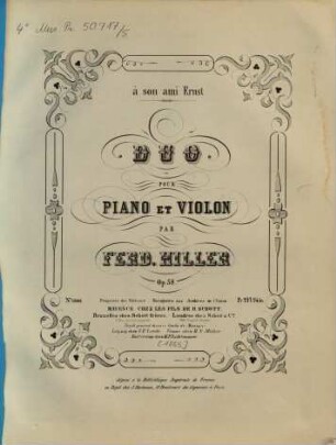 Duo : pour piano et violon ; op. 58