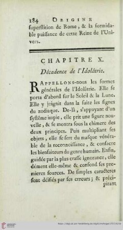Chapitre X: Décadence de l'Idolâtrie