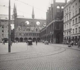 Lübeck. Rathaus, Südseite, Laubenvorbau (Renaissance)