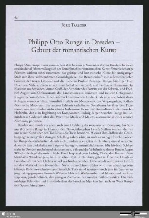 Philipp Otto Runge in Dresden - Geburt der romantischen Kunst
