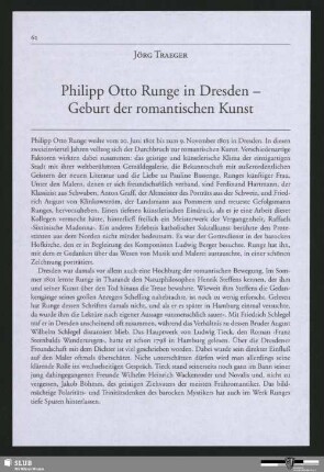 Philipp Otto Runge in Dresden - Geburt der romantischen Kunst
