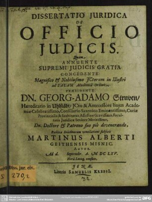 Dissertatio juridica : De officio judicis