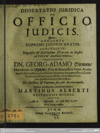 Dissertatio juridica : De officio judicis