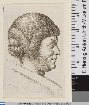Frauenkopf mit einer Pelzmütze