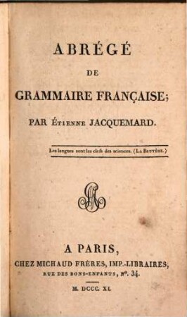 Abrégé de grammaire française