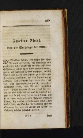 Zweyter Theil. Von der Mythologie der Alten.