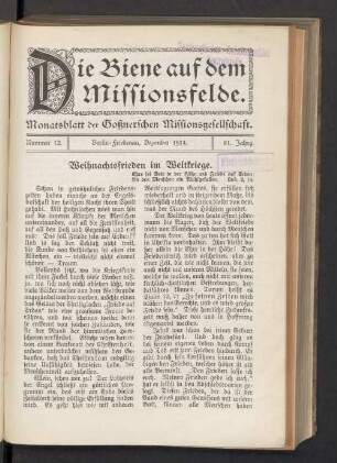 Nummer 12. Dezember 1914