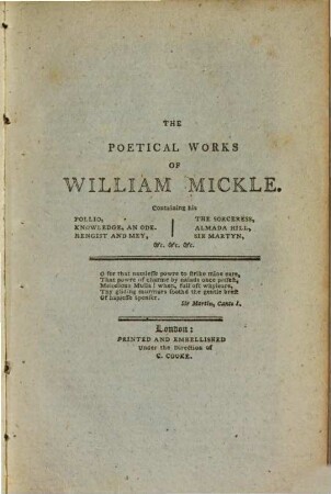 The poetical works of William Mickle