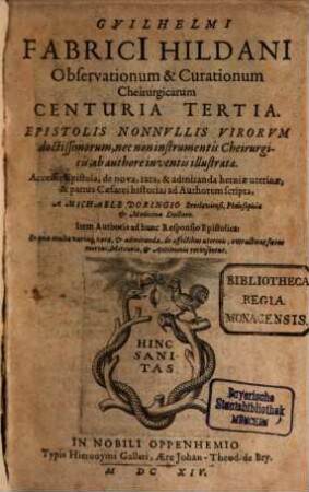 Observationes et curationes chirurgicae : Centuria III.