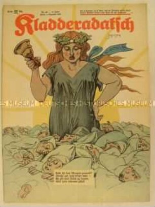 Satirezeitschrift "Kladderadatsch" u.a. zum "Erwachen" Deutschlands (Titelkarikatur)