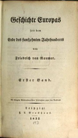 Geschichte Europas seit dem Ende des funfzehnten Jahrhunderts, 1. [Italien, Portugal, Spanien und Deutschland bis zu Tode Karls V. 1494 - 1558]