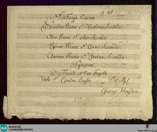 Symphonies - Don Mus.Ms. 717 : D; Hob I:73