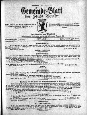 1920,30: Nr. 30, 25. Juli 1920