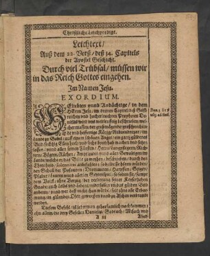 Leichtext/ Auß dem 22. Verß/ deß 14. Capitels der Apostel Geschicht.