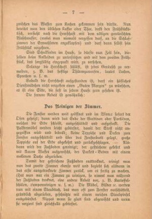 Das Reinigen der Zimmer