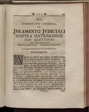 XIV. De Juramento Judiciali contra matrimonium non admittendo
