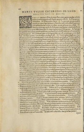 Marci Tvllii Ciceronis De Legibvs, Liber Tertivs.
