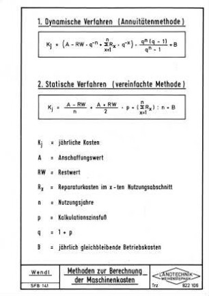 Methoden zur Berechnung der Maschinenkosten