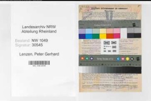 Entnazifizierung Peter Gerhard Lenzen , geb. 30.09.1897 (Steuerinspektor)