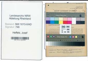 Entnazifizierung Josef Heffels , geb. 28.05.1905 (Stadtinspektor)