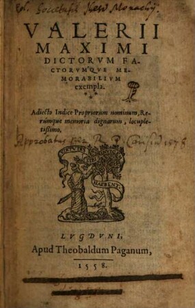 Valerii Maximi Dictorum factorumque memorabilium exempla