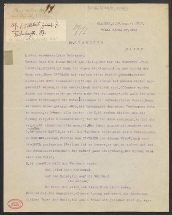 Brief an B. Schott's Söhne : 19.08.1917