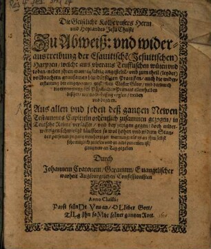 Die geistliche Kolbe vnsers Herrn ... Jesu Christi zu Abweiß ... der esauitischen Harpyen