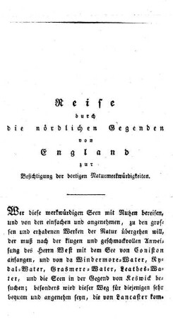 Reise durch die nördlichen Gegenden von England.