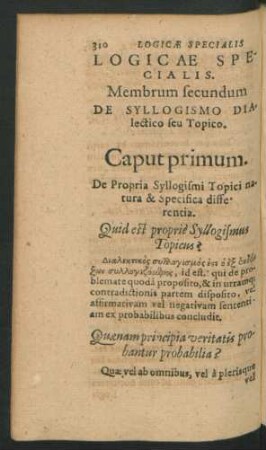Membrum secundum. De Syllogismo Dialectico seu Topico.